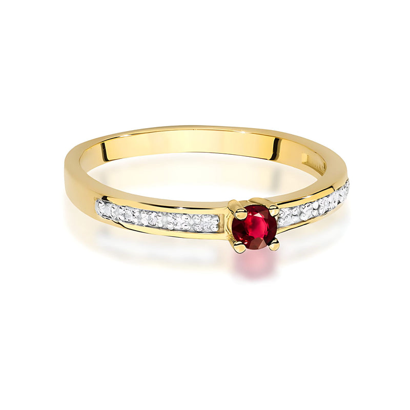 Inel Aur 9K cu Rubin 0.15 ct si Diamante Naturale 0.05 ct, imaginea 2 din 8