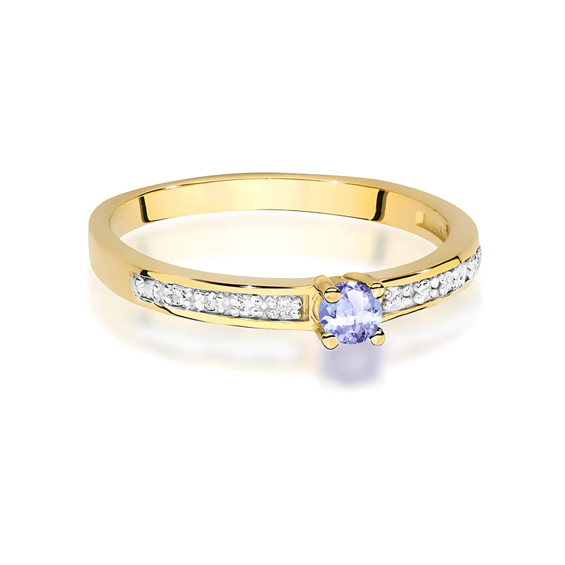 Inel Aur 9K cu Tanzanit 0.15 ct si Diamante Naturale 0.05 ct, imaginea 2 din 8