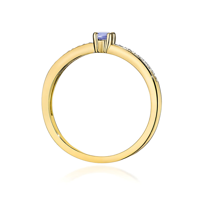 Inel Aur 9K cu Tanzanit 0.15 ct si Diamante Naturale 0.05 ct, imaginea 3 din 8