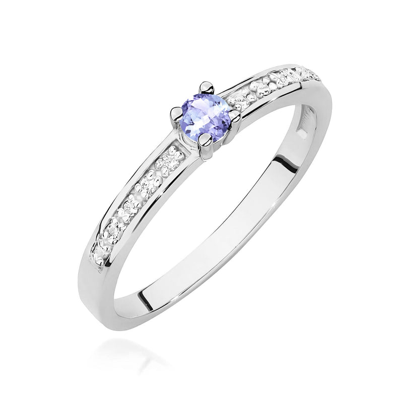 Inel Aur 9K cu Tanzanit 0.15 ct si Diamante Naturale 0.05 ct, imaginea 5 din 8