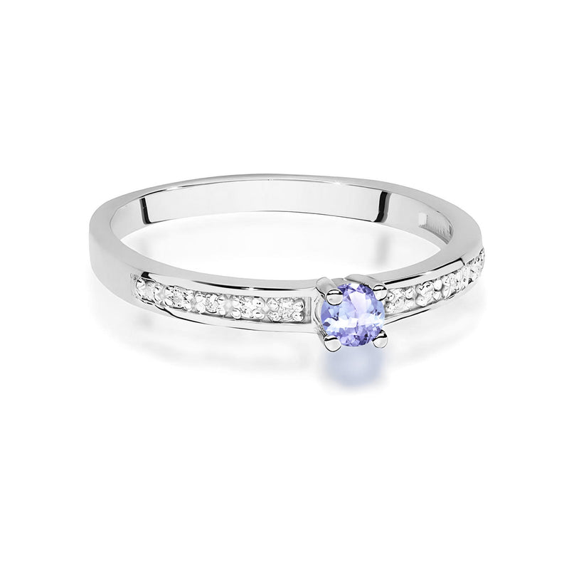 Inel Aur 9K cu Tanzanit 0.15 ct si Diamante Naturale 0.05 ct, imaginea 6 din 8