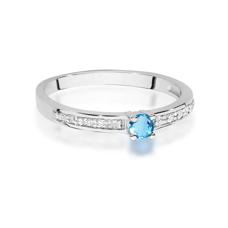 Inel Aur 9K cu Topaz Swiss 0.15 ct si Diamante Naturale 0.05 ct, imaginea 2 din 4
