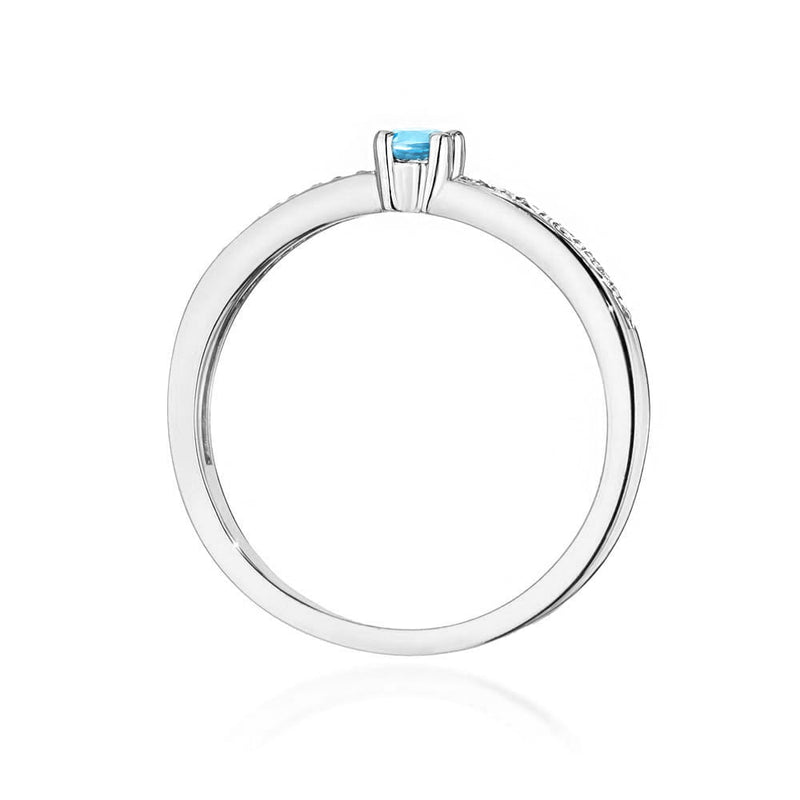 Inel Aur 9K cu Topaz Swiss 0.15 ct si Diamante Naturale 0.05 ct, imaginea 3 din 4