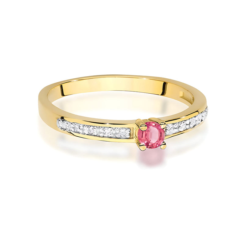 Inel Aur 9K cu Topaz Swiss 0.15 ct si Diamante Naturale 0.05 ct, imaginea 2 din 8