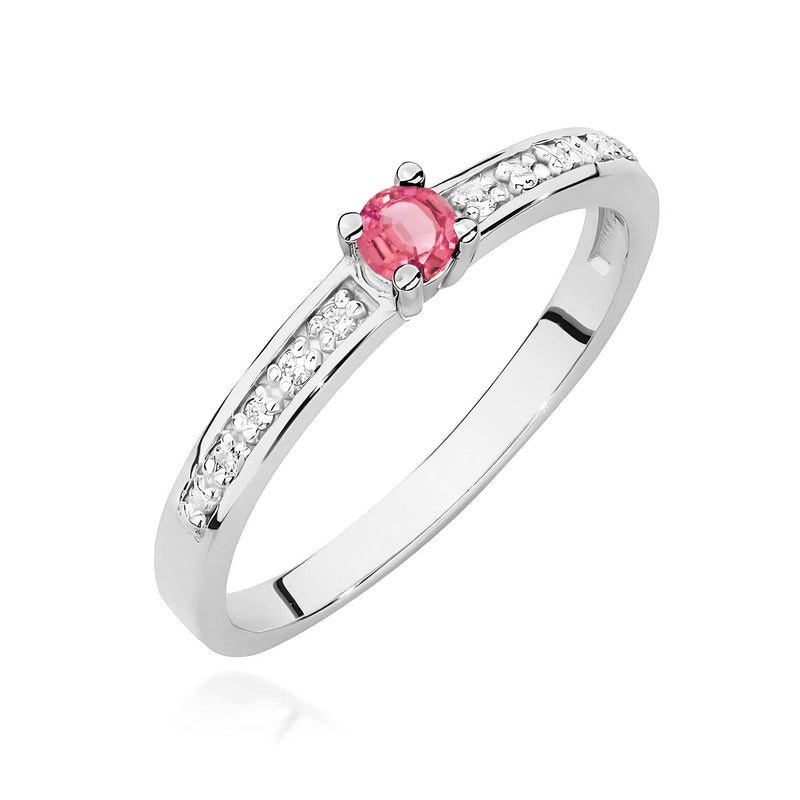 Inel Aur 9K cu Topaz Swiss 0.15 ct si Diamante Naturale 0.05 ct, imaginea 5 din 8