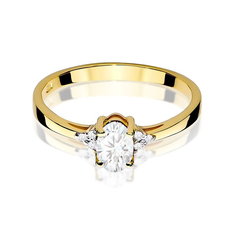 Inel Aur 9K cu Safir Alb 0.50 ct si Diamante Naturale 0.05 ct, imaginea 2 din 8
