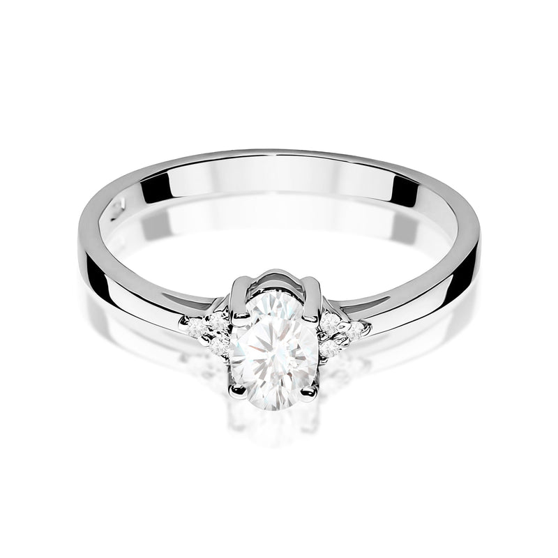 Inel Aur 9K cu Safir Alb 0.50 ct si Diamante Naturale 0.05 ct, imaginea 6 din 8