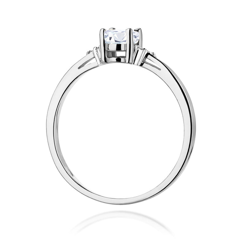 Inel Aur 9K cu Safir Alb 0.50 ct si Diamante Naturale 0.05 ct, imaginea 7 din 8