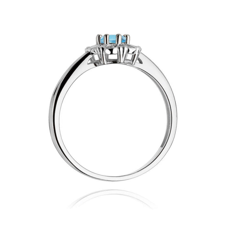Inel Aur 9K cu Topaz Swiss 0.50 ct si Diamante Naturale 0.07 ct, imaginea 7 din 8