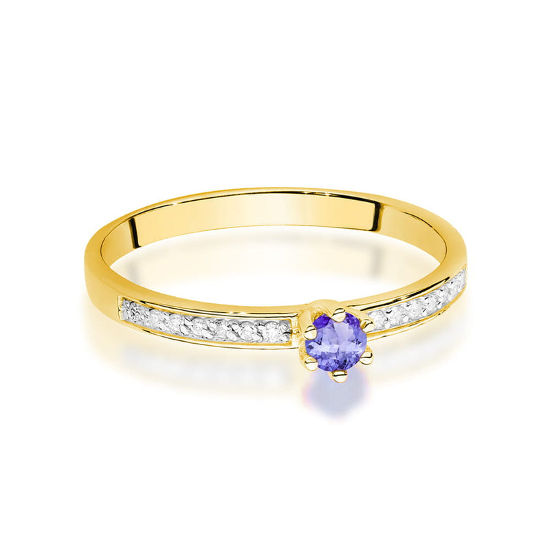 Inel Aur 9K cu Tanzanit 0.15 ct si Diamante Naturale 0.07 ct, imaginea 2 din 8