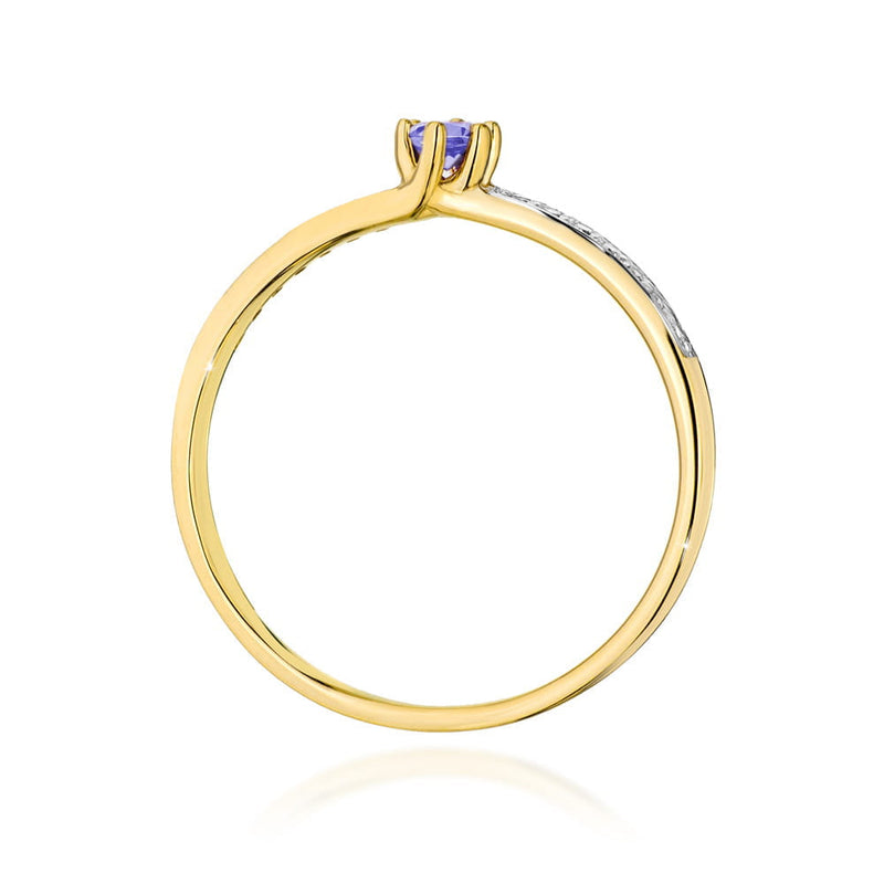 Inel Aur 9K cu Tanzanit 0.15 ct si Diamante Naturale 0.07 ct, imaginea 3 din 8
