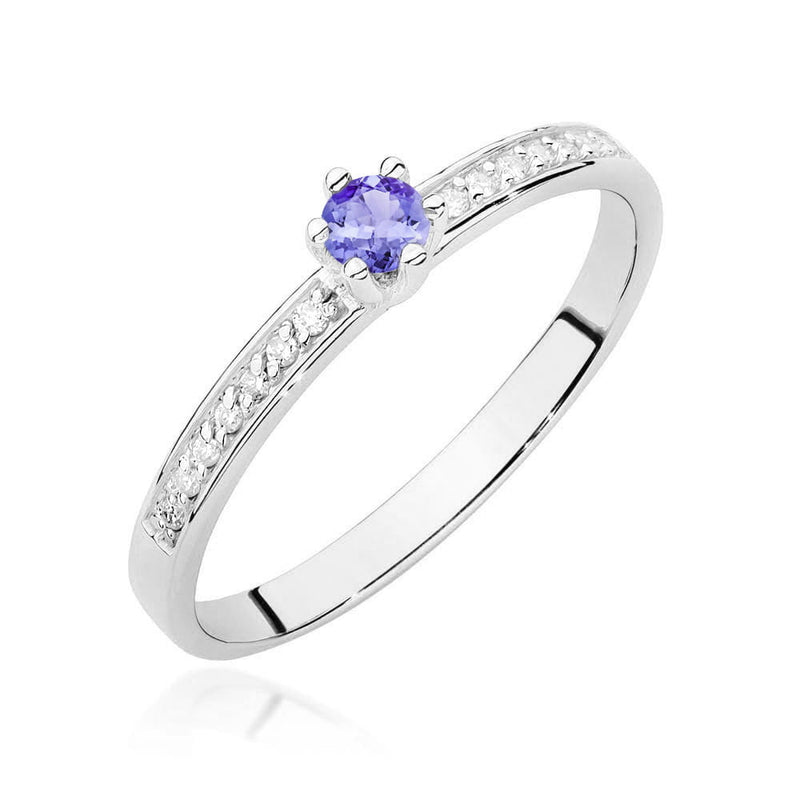 Inel Aur 9K cu Tanzanit 0.15 ct si Diamante Naturale 0.07 ct, imaginea 5 din 8