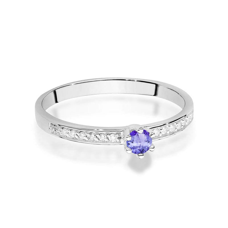 Inel Aur 9K cu Tanzanit 0.15 ct si Diamante Naturale 0.07 ct, imaginea 6 din 8