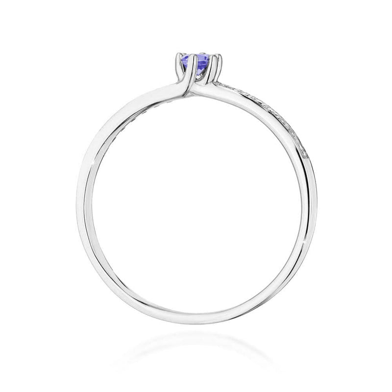 Inel Aur 9K cu Tanzanit 0.15 ct si Diamante Naturale 0.07 ct, imaginea 7 din 8