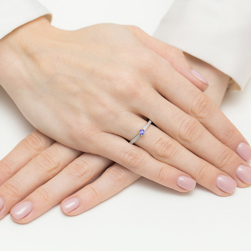 Inel Aur 9K cu Tanzanit 0.15 ct si Diamante Naturale 0.07 ct, imaginea 8 din 8