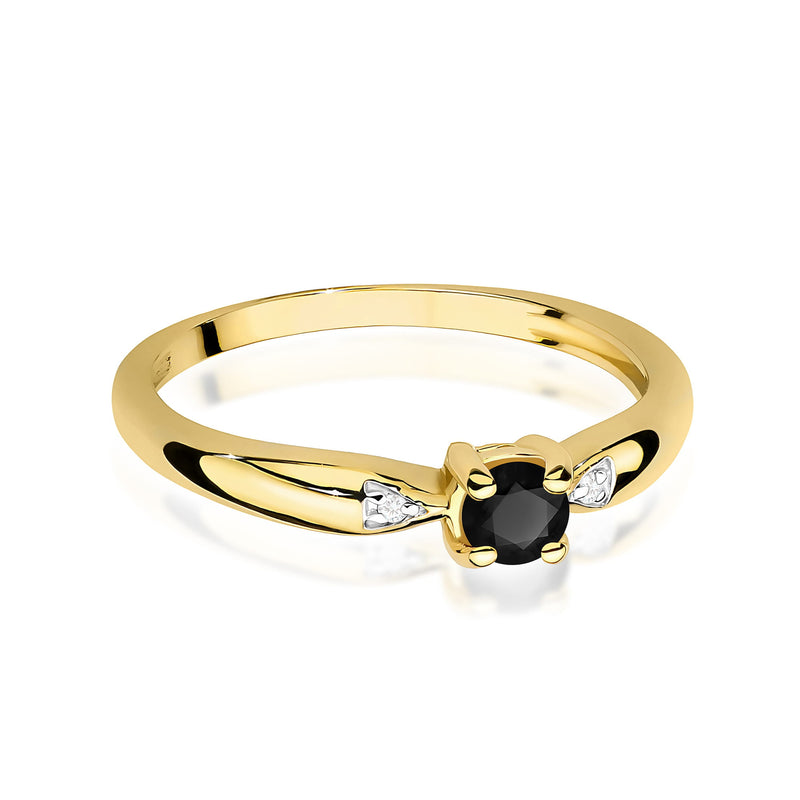 Inel Aur 9K cu Diamante Naturale Albe si Negre 0.13 ct, imaginea 2 din 8