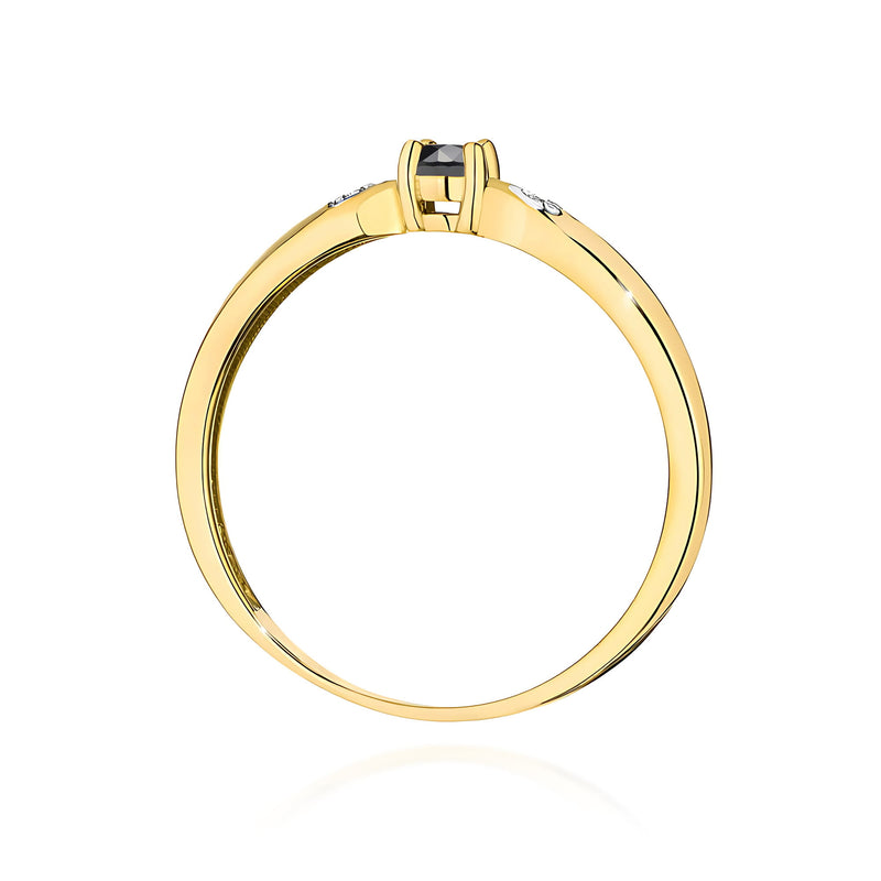 Inel Aur 9K cu Diamante Naturale Albe si Negre 0.13 ct, imaginea 3 din 8