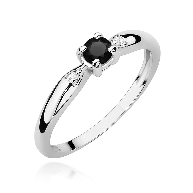 Inel Aur 9K cu Diamante Naturale Albe si Negre 0.13 ct, imaginea 5 din 8