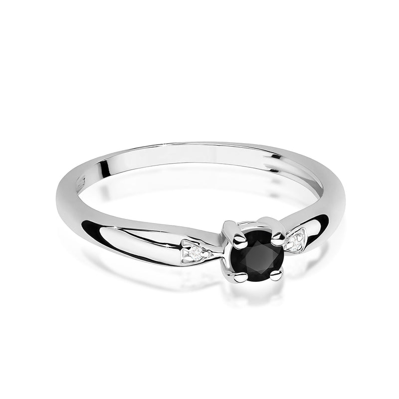 Inel Aur 9K cu Diamante Naturale Albe si Negre 0.13 ct, imaginea 6 din 8
