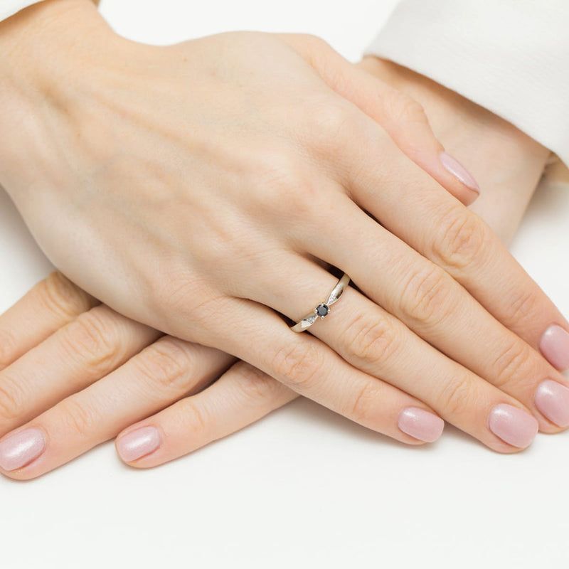 Inel Aur 9K cu Diamante Naturale Albe si Negre 0.13 ct, imaginea 8 din 8
