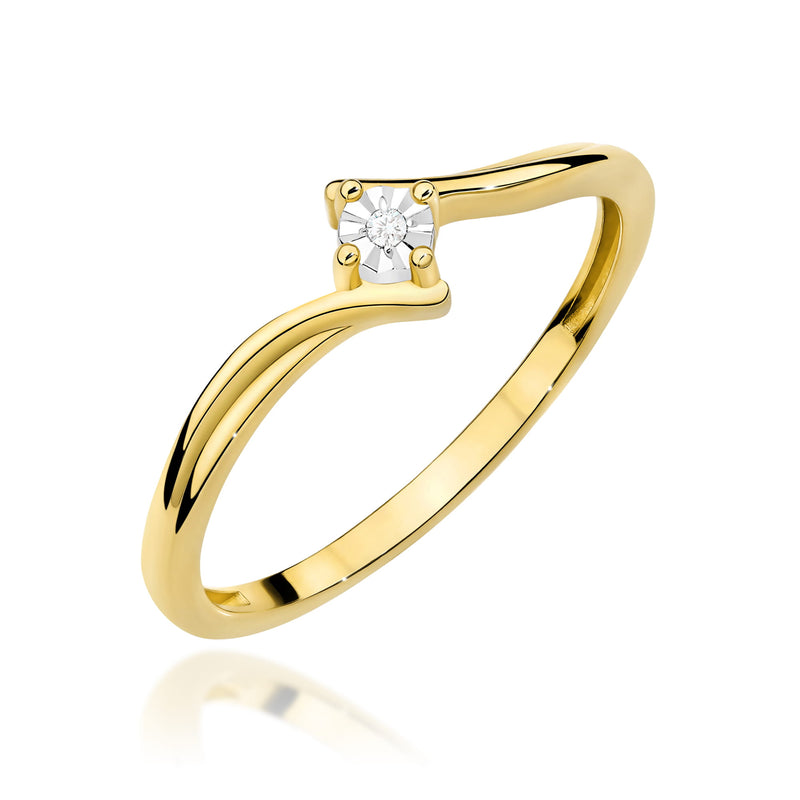 Inel Aur 9K cu Diamant Natural 0.01 ct — Aur galben