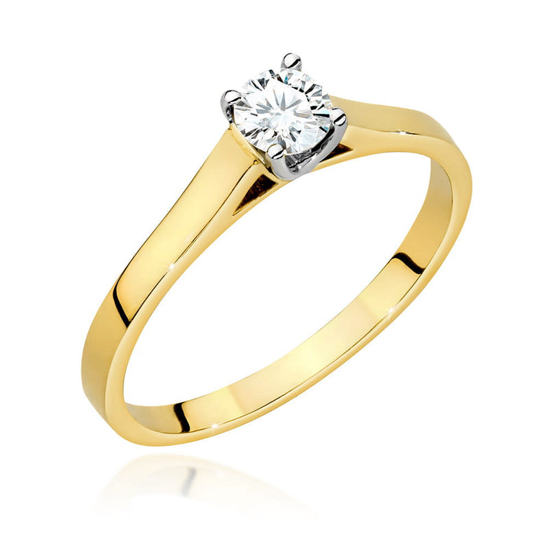 Inel Aur 9K cu Diamant de Laborator 0.40 ct — Aur galben