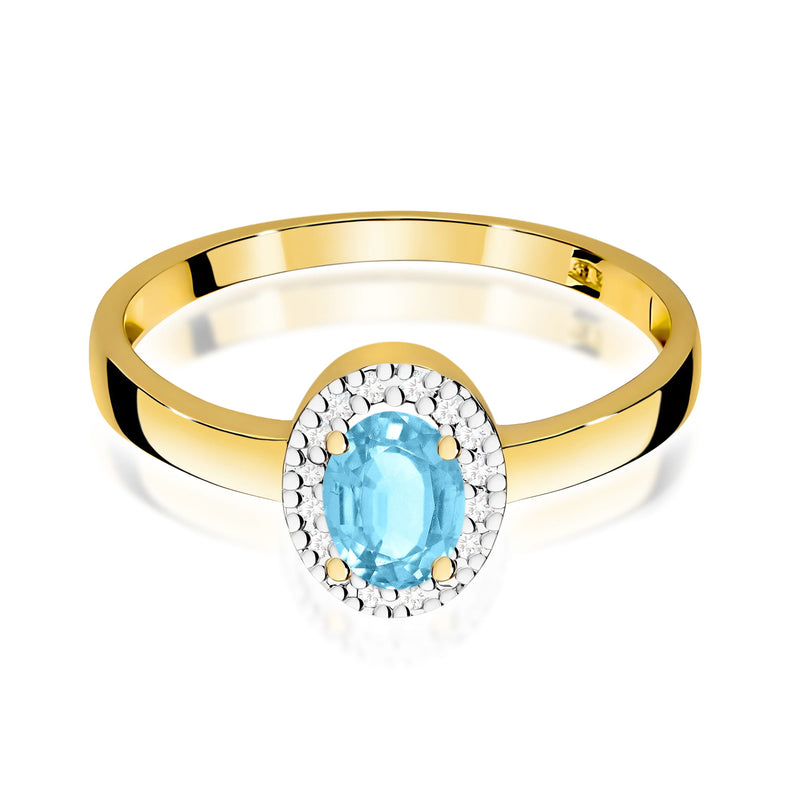 Inel Aur 9K cu Topaz Swiss 0.50 ct si Diamante Naturale 0.08 ct, imaginea 2 din 8