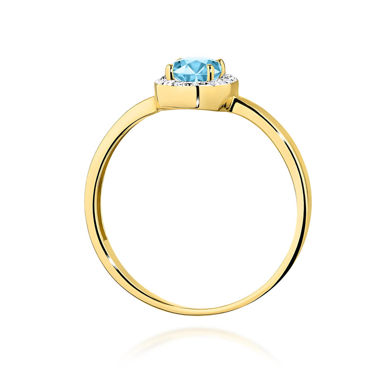 Inel Aur 9K cu Topaz Swiss 0.50 ct si Diamante Naturale 0.08 ct, imaginea 3 din 8