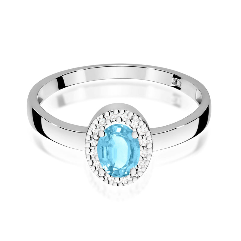 Inel Aur 9K cu Topaz Swiss 0.50 ct si Diamante Naturale 0.08 ct, imaginea 6 din 8