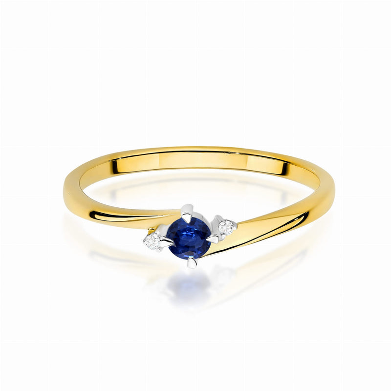 Inel Aur 9K cu Safir 0.15 ct si Diamante Naturale 0.02 ct, imaginea 2 din 8