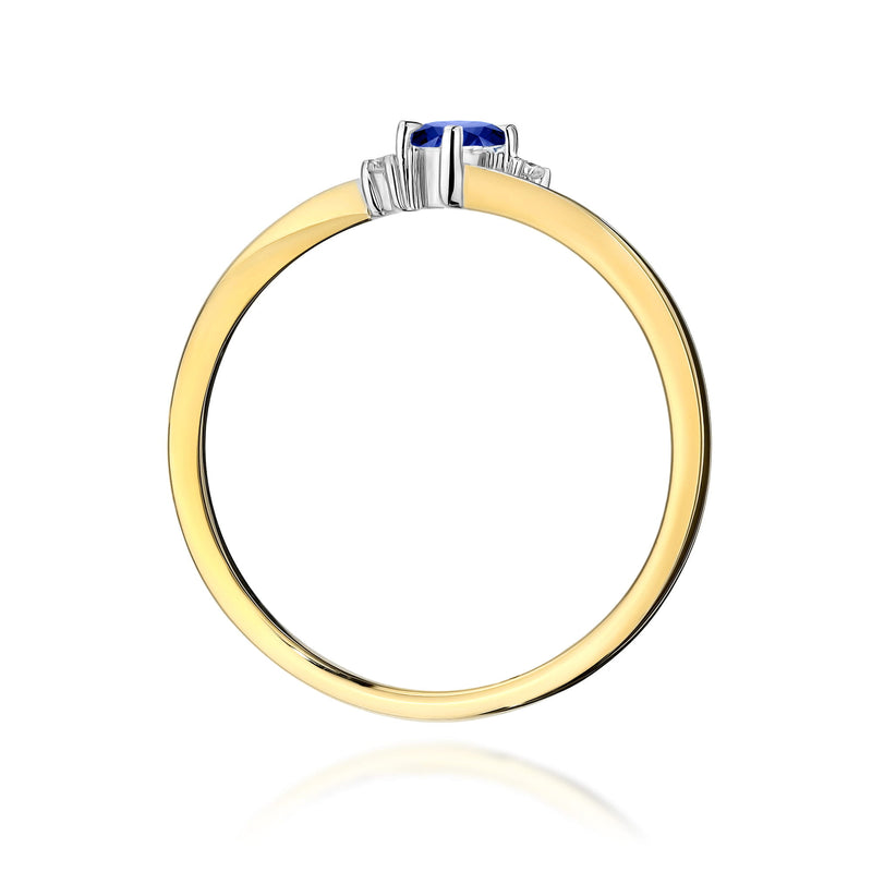 Inel Aur 9K cu Safir 0.15 ct si Diamante Naturale 0.02 ct, imaginea 3 din 8