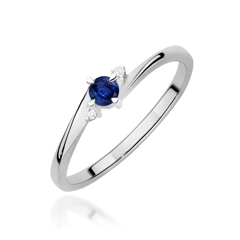 Inel Aur 9K cu Safir 0.15 ct si Diamante Naturale 0.02 ct, imaginea 5 din 8