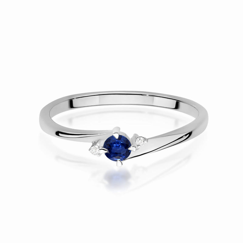 Inel Aur 9K cu Safir 0.15 ct si Diamante Naturale 0.02 ct, imaginea 6 din 8