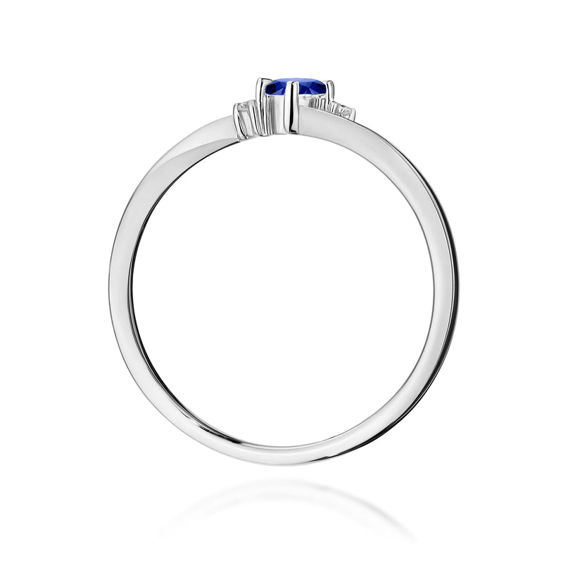 Inel Aur 9K cu Safir 0.15 ct si Diamante Naturale 0.02 ct, imaginea 7 din 8