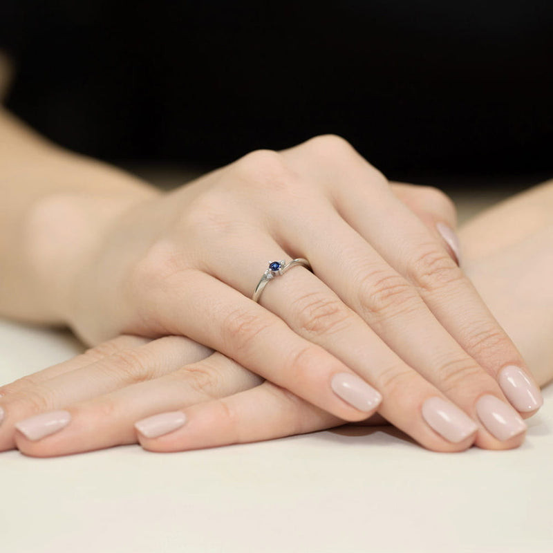 Inel Aur 9K cu Safir 0.15 ct si Diamante Naturale 0.02 ct, imaginea 8 din 8