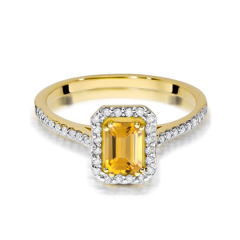 Inel Aur 9K cu Citrin 0.60 ct si Diamante Naturale 0.19 ct, imaginea 2 din 8