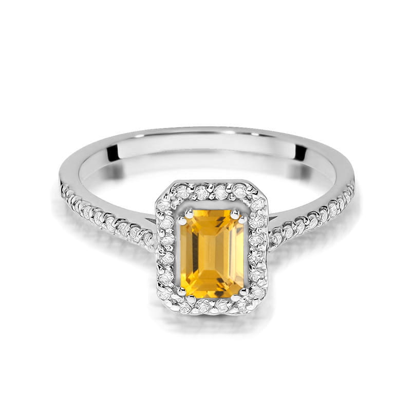 Inel Aur 9K cu Citrin 0.60 ct si Diamante Naturale 0.19 ct, imaginea 6 din 8