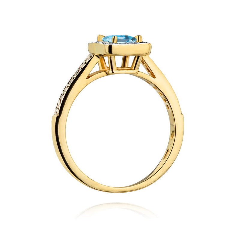 Inel Aur 9K cu Topaz Swiss 0.65 ct si Diamante Naturale 0.19 ct, imaginea 3 din 8