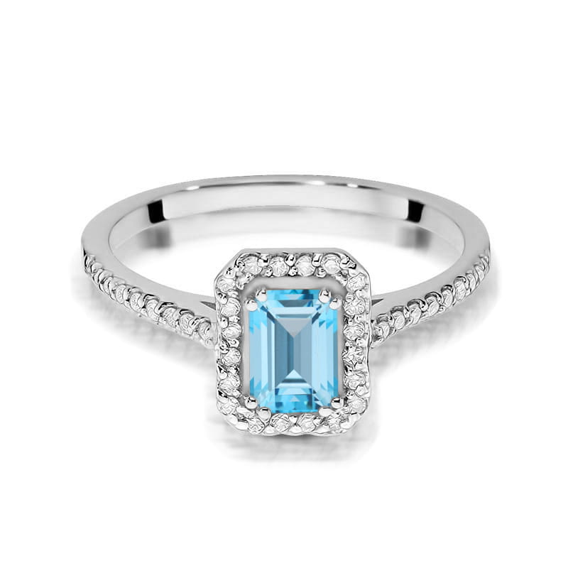 Inel Aur 9K cu Topaz Swiss 0.65 ct si Diamante Naturale 0.19 ct, imaginea 6 din 8