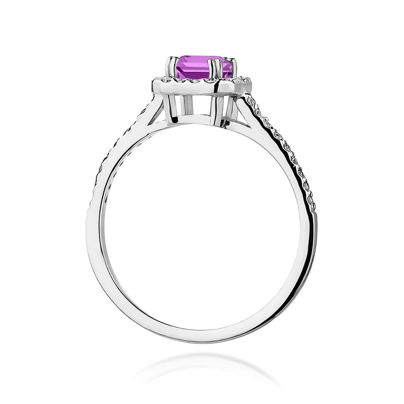 Inel Aur 9K cu Ametist 0.50 ct si Diamante Naturale 0.22 ct, imaginea 7 din 8