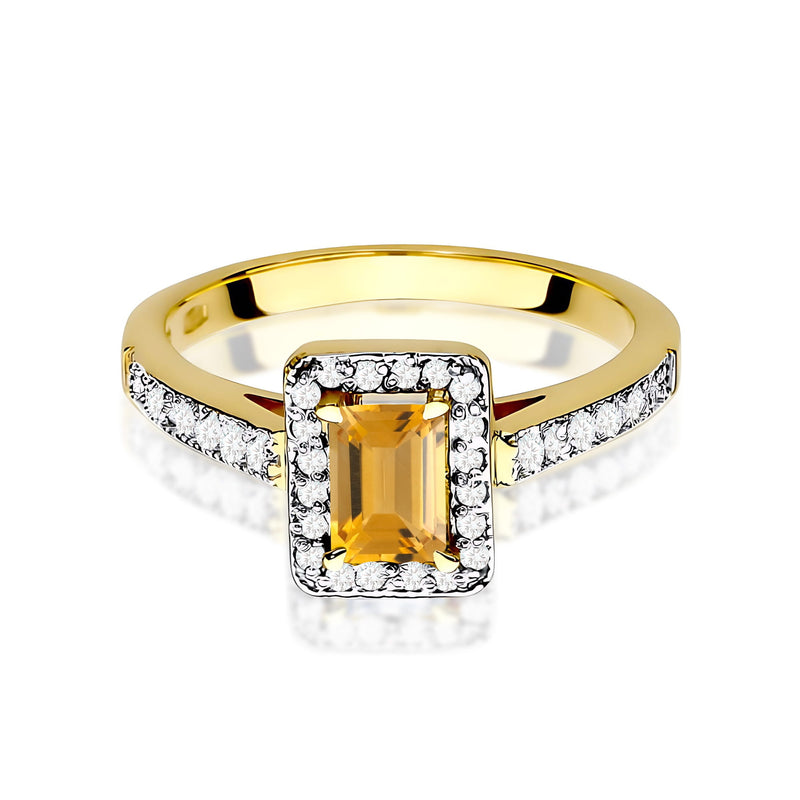 Inel Aur 9K cu Citrin 0.60 ct si Diamante Naturale 0.22 ct, imaginea 2 din 8