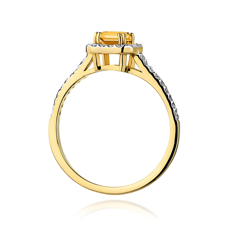 Inel Aur 9K cu Citrin 0.60 ct si Diamante Naturale 0.22 ct, imaginea 3 din 8