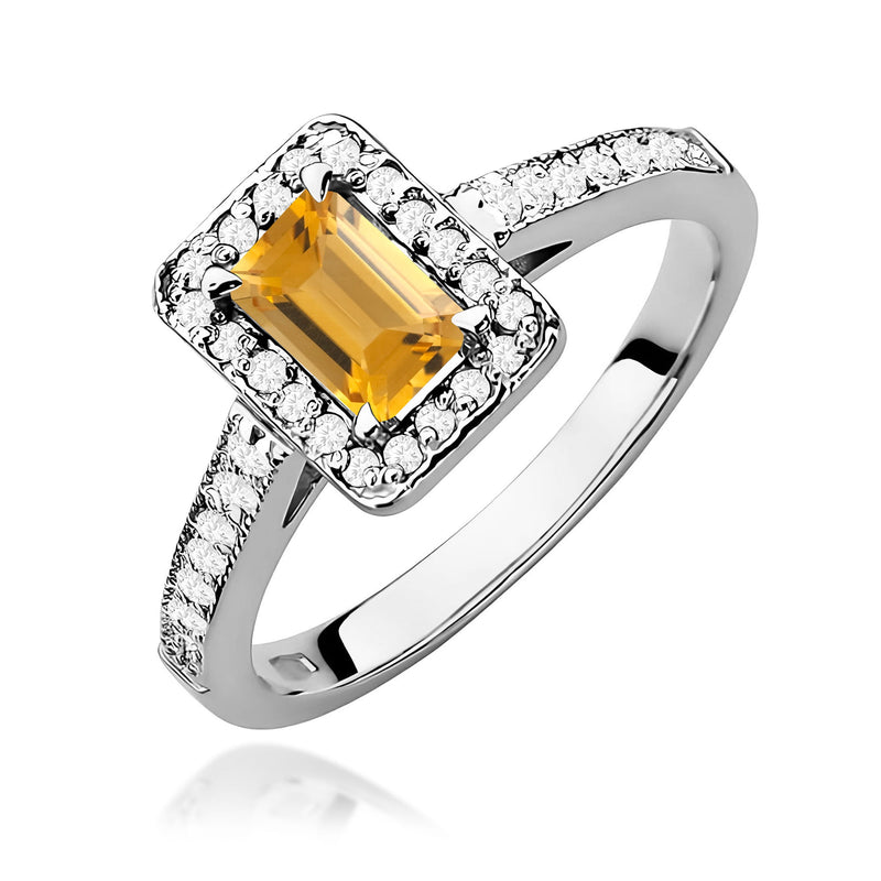 Inel Aur 9K cu Citrin 0.60 ct si Diamante Naturale 0.22 ct, imaginea 5 din 8