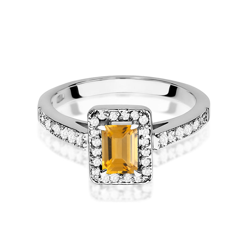 Inel Aur 9K cu Citrin 0.60 ct si Diamante Naturale 0.22 ct, imaginea 6 din 8