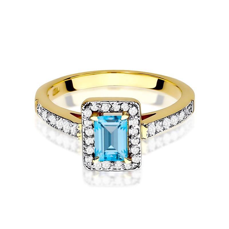 Inel Aur 9K cu Topaz Swiss 0.65 ct si Diamante Naturale 0.22 ct, imaginea 2 din 8