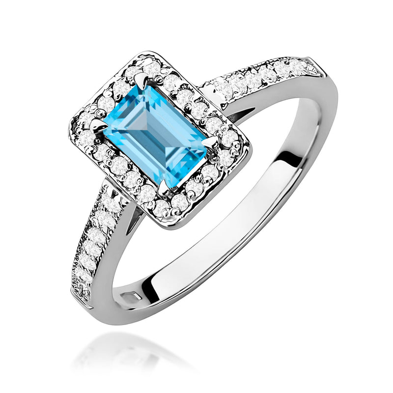 Inel Aur 9K cu Topaz Swiss 0.65 ct si Diamante Naturale 0.22 ct, imaginea 5 din 8