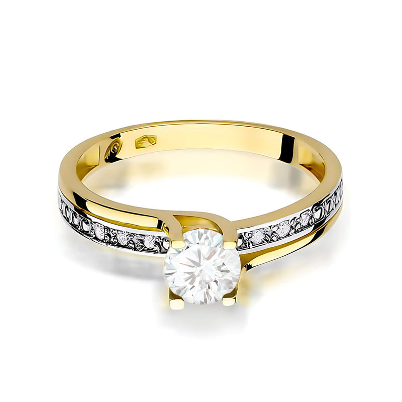 Inel Aur 9K cu Safir Alb 0.50 ct si Diamante Naturale 0.03 ct, imaginea 2 din 8
