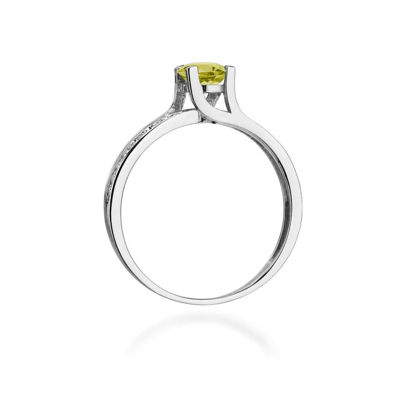 Inel Aur 9K cu Peridot 0.60 ct si Diamante Naturale 0.03 ct, imaginea 7 din 8