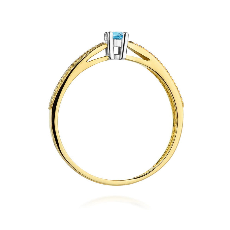 Inel Aur 9K cu Topaz Swiss 0.15 ct si Diamante Naturale 0.09 ct, imaginea 3 din 8