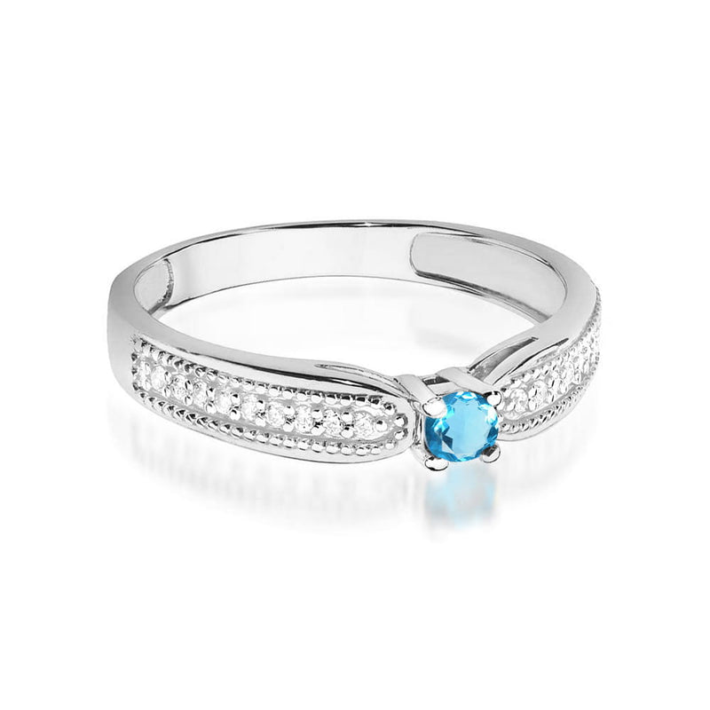 Inel Aur 9K cu Topaz Swiss 0.15 ct si Diamante Naturale 0.09 ct, imaginea 6 din 8